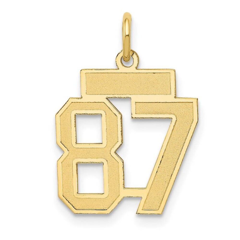 14k Yellow Gold, Jersey Collection, Small Number 87 Pendant